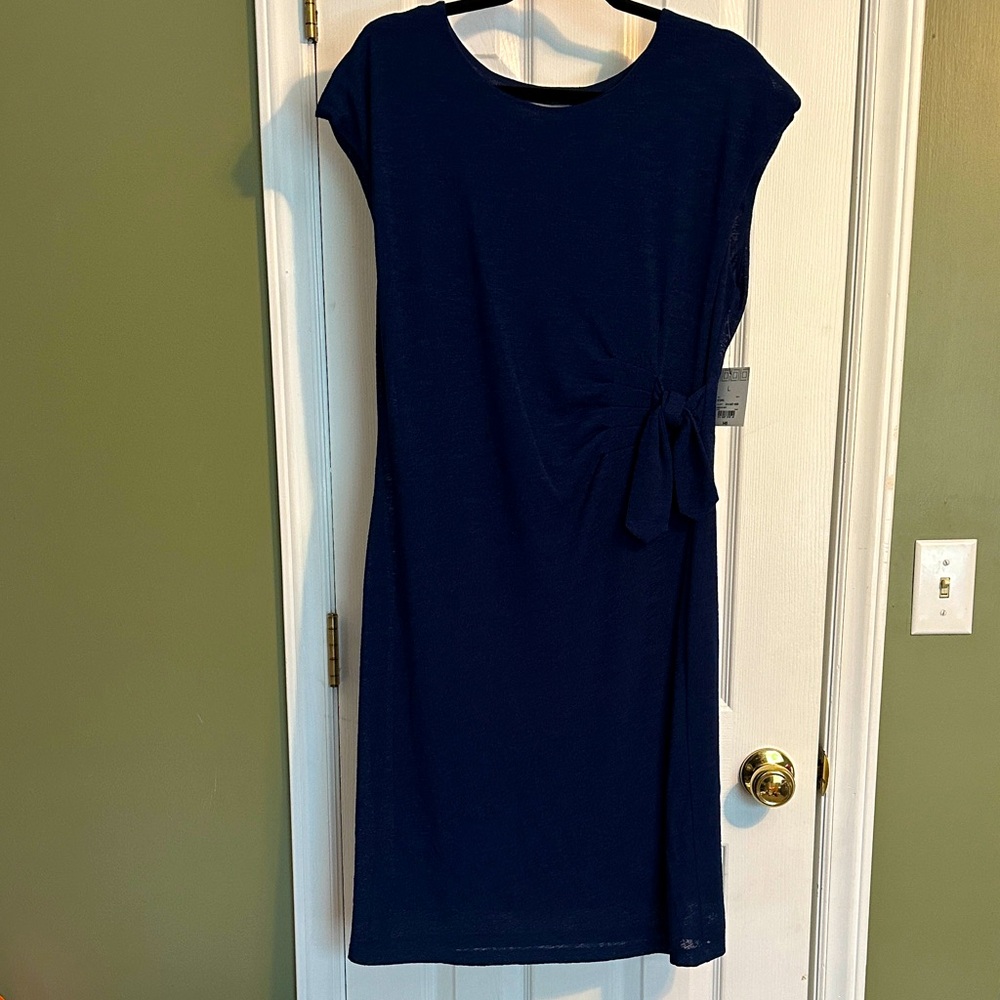 Liz Claiborne Navy Midi Dress with Side Knot